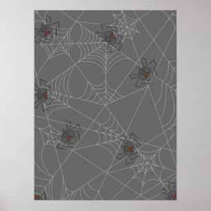 Póster telaraña y calabazas de Halloween