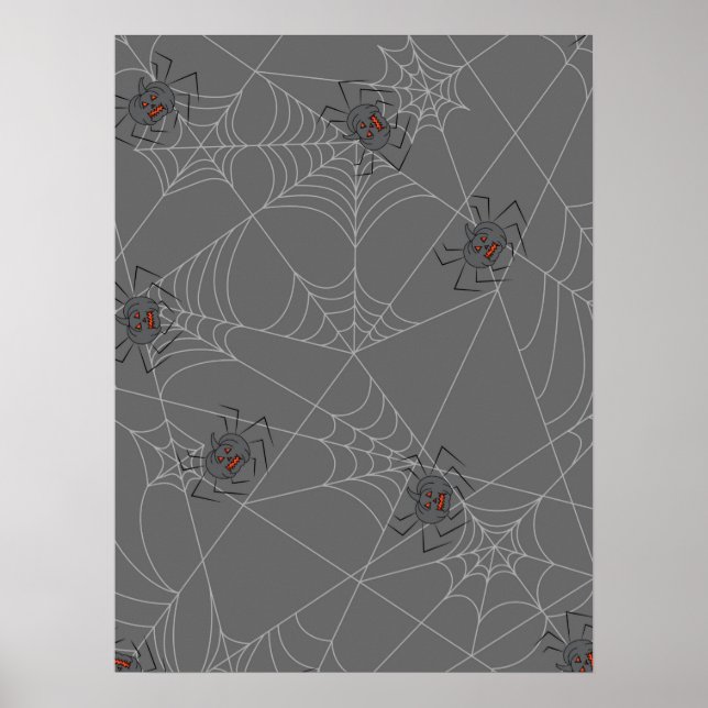 Póster telaraña y calabazas de Halloween (Frente)