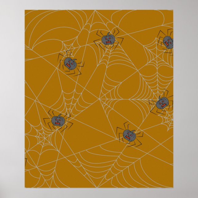 Póster telaraña y calabazas de Halloween (Frente)