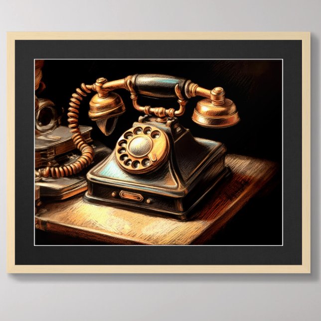 Póster Teléfono antiguo dibujado en pastel de la era de l (Subido por el creador)