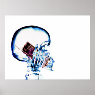 Póster Teléfono celular Skeleton de visión de rayos X en 