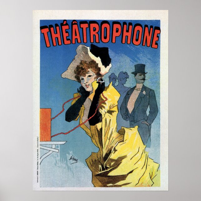 Póster Teléfono de teatro Art Nouveau y Théâtrophone (Frente)