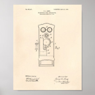 Póster Teléfono de teléfono de 1906 Patent Art Old Peper