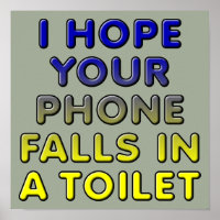 Teléfono En El Rótulo Poster Funny Del Toilet