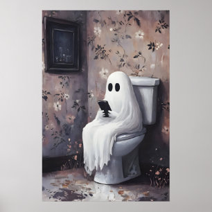 Póster Teléfono Móvil con Aspecto de Fantasma en Impresió