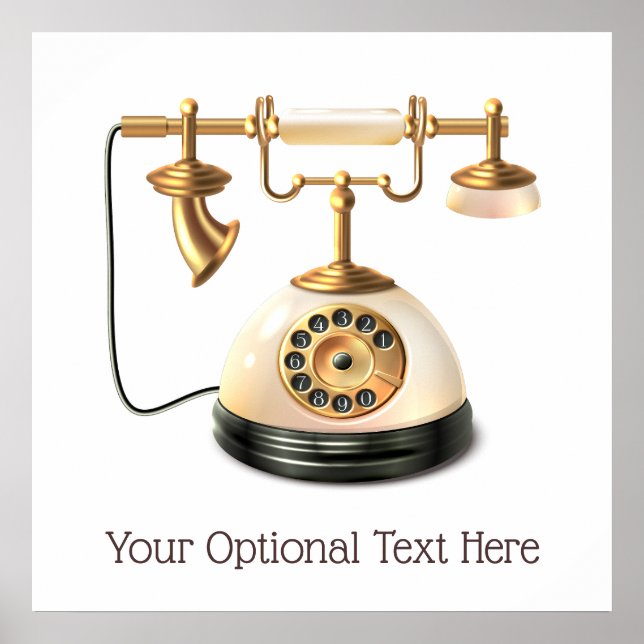 Póster Teléfono retro de texto personalizado (Frente)