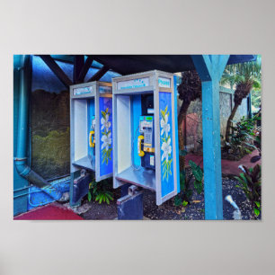 Póster Teléfonos de pago hawaianos, Kauai, Hawaii