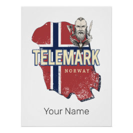 Póster Telemark Provincia de Noruega Mapa de recuerdo de 