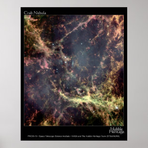 Póster Telescopio de Hubble de la nebulosa de cangrejo
