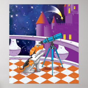 Póster telescopio de perros