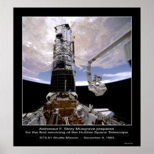 Póster Telescopio espacial Astronauta Musgrave Hubble