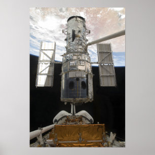 Póster Telescopio espacial de Hubble en bahía de cargo de