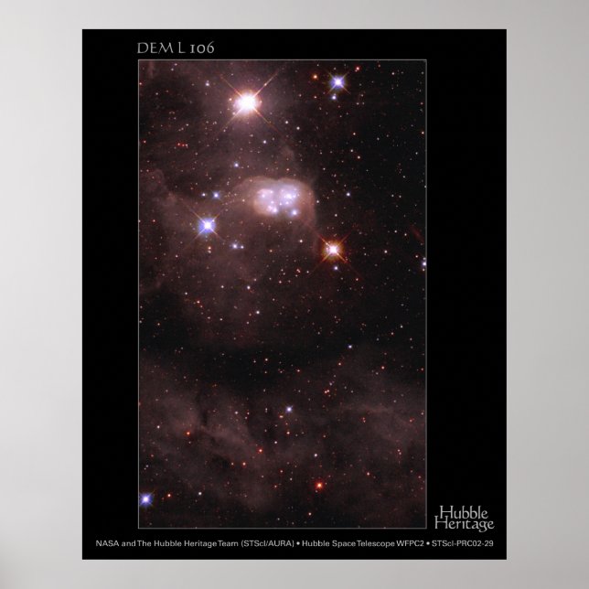 Póster Telescopio Hubble de Magellanic Cloud DEM L 106 (Frente)