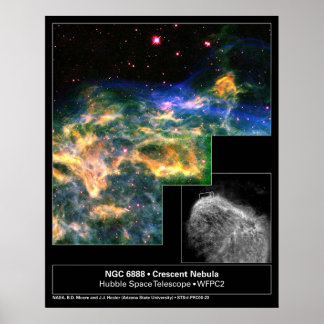 Póster Telescopio Hubble Nebula 6888 Crescent