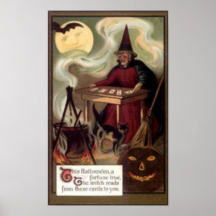 Póster Teléster de fortuna de Halloween vintage