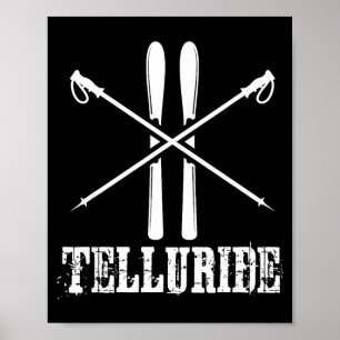 Póster Telluride colorado esquí esquiador esquí bastones