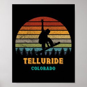 Póster Telluride Colorado Vintage Sunset Snowboard Sno