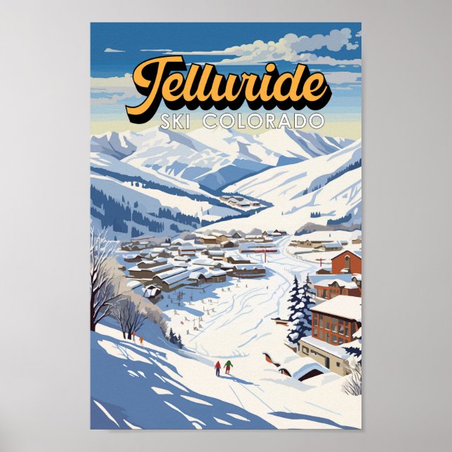 Póster Telluride Colorado Winter Travel Art Vintage (Frente)