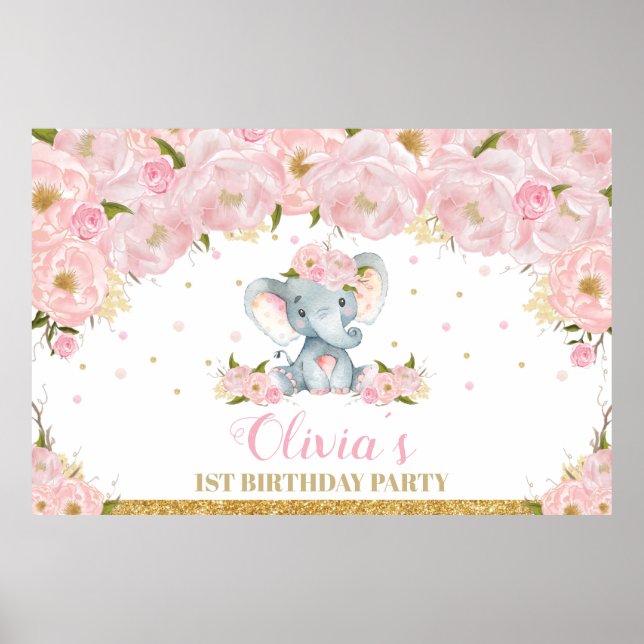Póster Telón de fondo con banner para fiesta de cumpleaño (Frente)