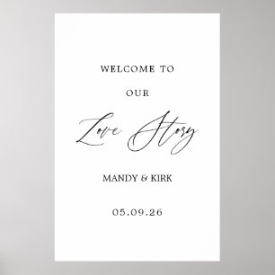 Póster Telón de fondo de bienvenida para boda