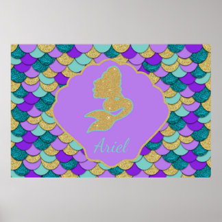 Póster Telón de fondo para fiesta de sirena, cartel de si