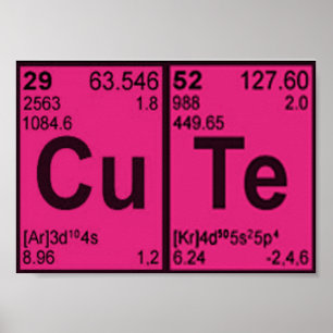 Póster Telurio de cobre "CuTe" Chicas rosados calientes G
