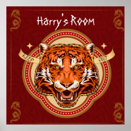 Póster Tema chino Tiger editable