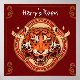 Póster Tema chino Tiger editable