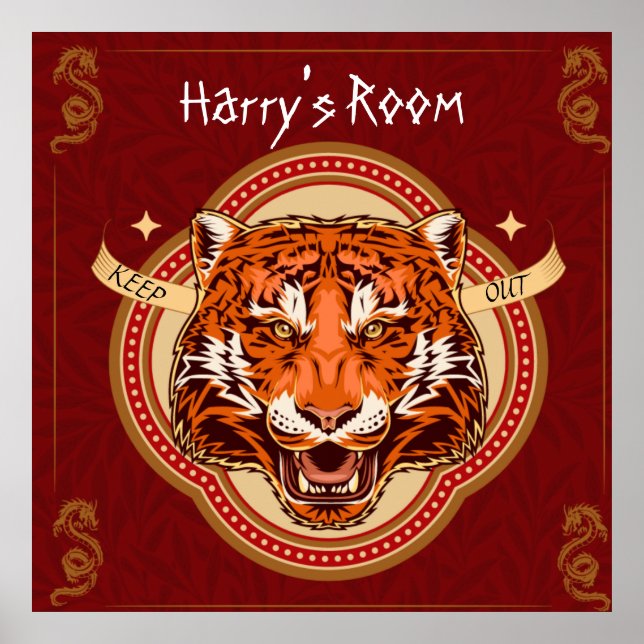 Póster Tema chino Tiger editable (Frente)