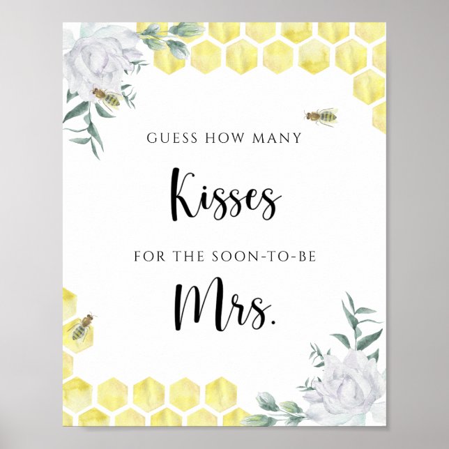 Póster Tema de abejas - Cuántos besos juego de ducha de n (Frente)