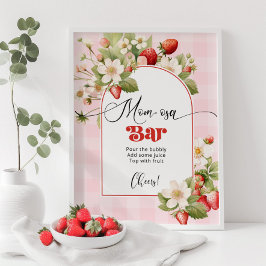 Póster tema de baby shower de fresa barra de Mom-osa