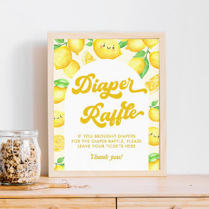 Póster Tema de Baby Shower de limón Diaper Raffle