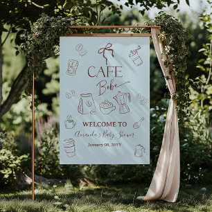 Póster Tema de Café Arcoíris Azul Cafe Bebe Niño Shower