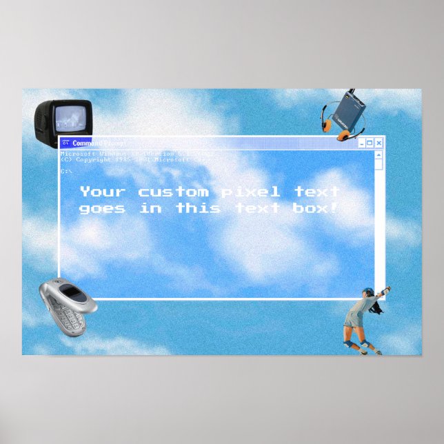 Póster Tema de computadora con texto personalizado de Win (Frente)