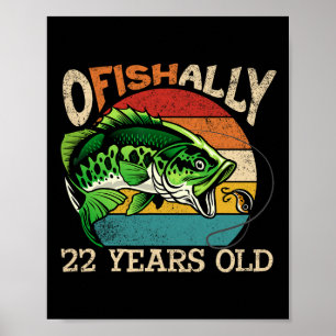 Póster Tema de cumpleaños de pesca oficialmente 22 años p