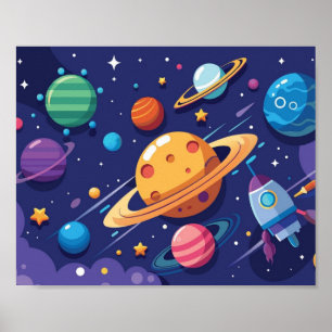 Póster Tema de espacio y planeta