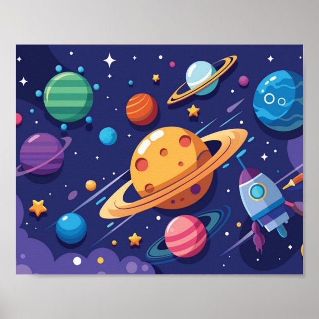 Póster Tema de espacio y planeta (Frente)