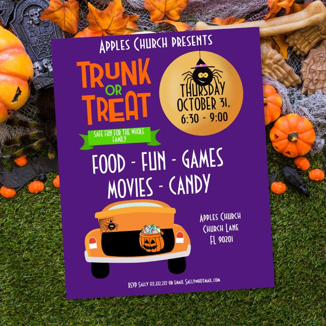 Póster tema de evento de fiesta de Halloween trunk or tre (Subido por el creador)
