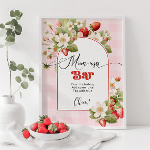 Póster tema de fiesta de bebé de fresa barra de Mom-osa