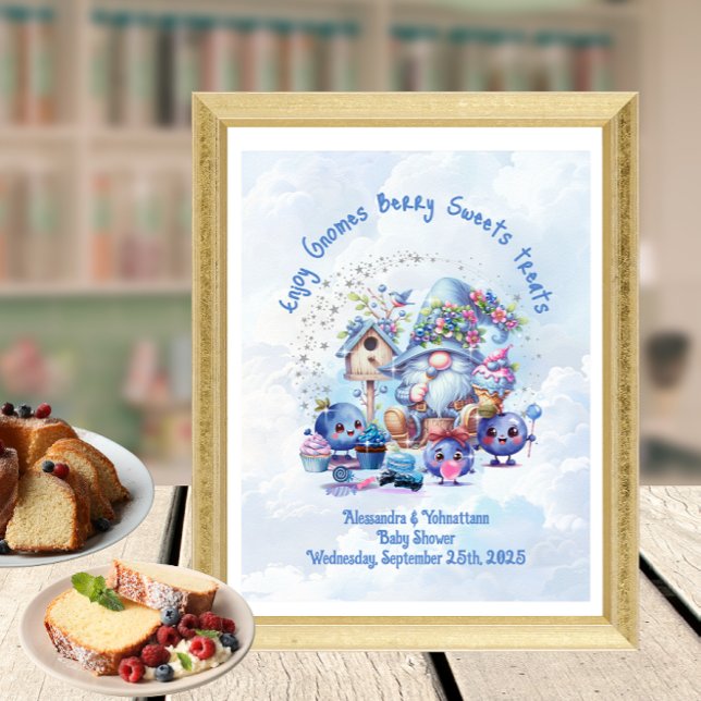 Póster Tema de fiesta de bebé Gnome Blueberry Tabla Sign  (Subido por el creador)
