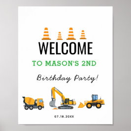 Póster Tema de fiesta de cumpleaños de construcción para