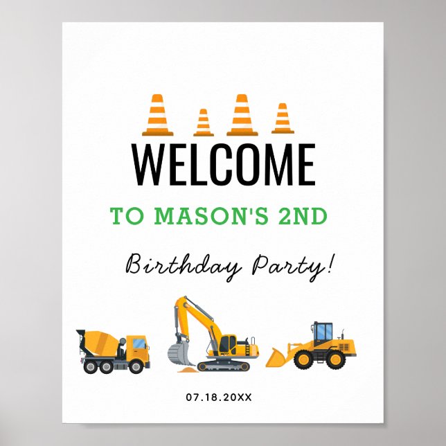 Póster Tema de fiesta de cumpleaños de construcción para  (Frente)