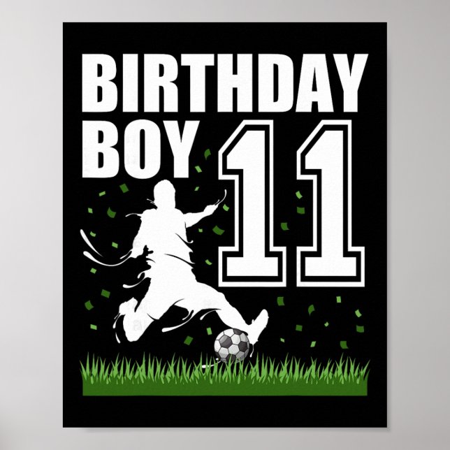 Póster Tema de fiesta de cumpleaños de fútbol para 11 año (Frente)
