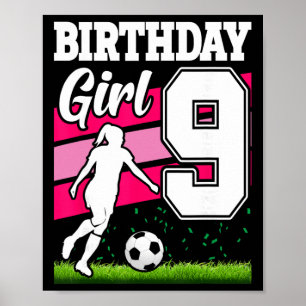Póster Tema de fiesta de cumpleaños de fútbol para niña d