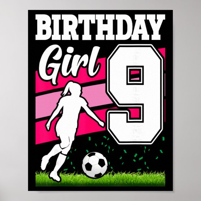 Póster Tema de fiesta de cumpleaños de fútbol para niña d (Frente)