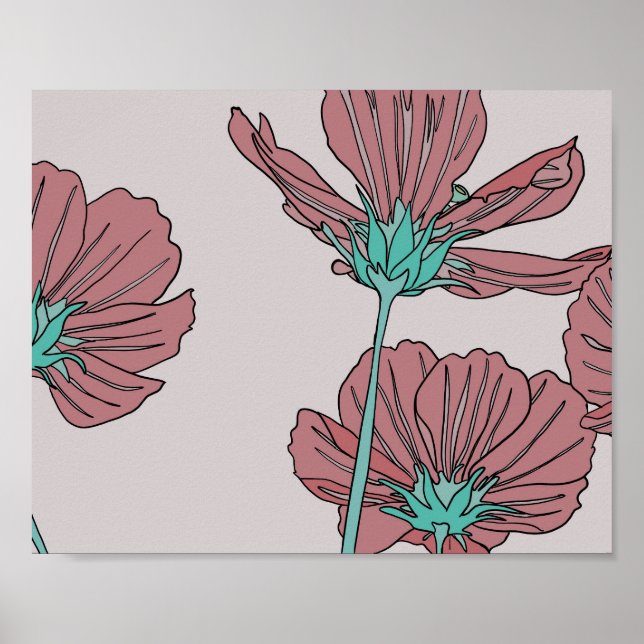 Póster Tema de flores, diseño de amapola (Frente)