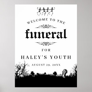 Póster Tema de funeral RIP Veintes 20s Divertido Cumpleañ