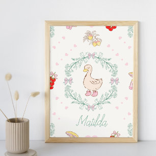 Póster Tema de ganso tonto Gansos lindos rosa personaliza