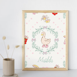 Póster Tema de Ganso Tonto Patos Lindos Rosa Personalizad