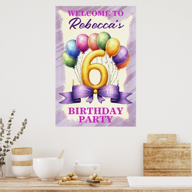 Póster Tema de globos para cumpleaños 6 (Cocina)